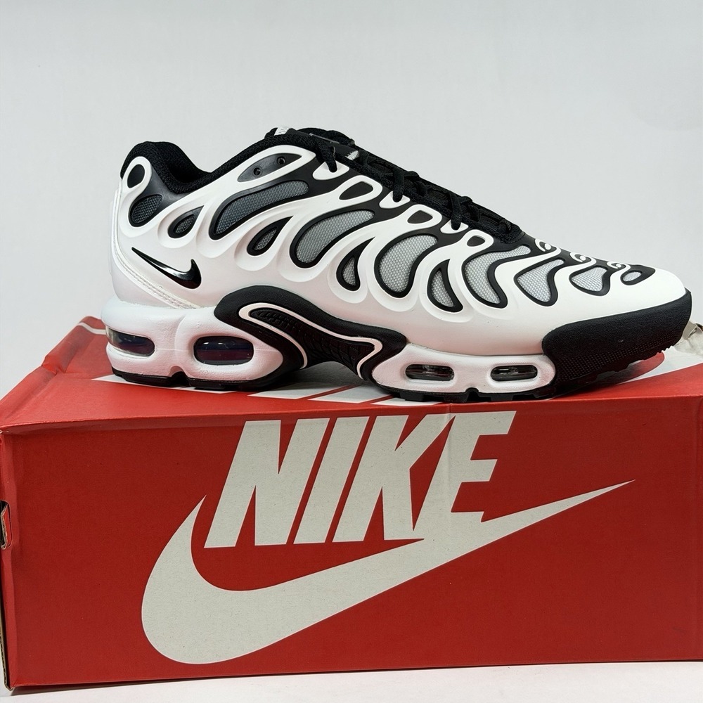 Nike Size-8 Air Max Plus Drift Men's Sneakers White Black/Metallic Silver